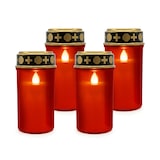 thumbnail of Relaxdays LED Grablicht, 4er Set, flackernde Flamme, batteriebetrieben, wetterfest, Kunststoff, Grabkerzen Friedhof, rot