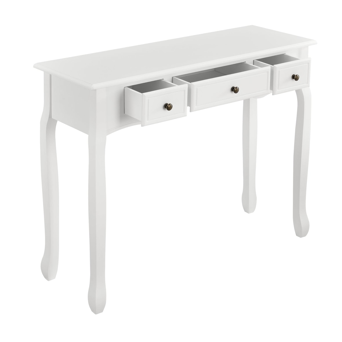 Helloshop26 - Mesa de consola/aparador para hall de entrada ou sala de estar com 3 gavetas MDF 100 cm branca 03_0004177