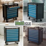 thumbnail of Werkstattwagen "Trutzi" abschließbar  6 Schubladen 78 x 64 cm Kantenschutzleisten Rollcontainer blau