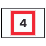 thumbnail of Höchstgeschwindigkeit 4 km/h nicht zu überschreiten Schild mit Symbol A2 Rückseite selbstklebend