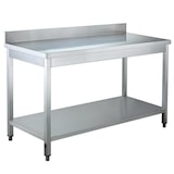 thumbnail of Tavolo lavoro in acciaio inox con ripiano 60x60x85 cm e alzatina