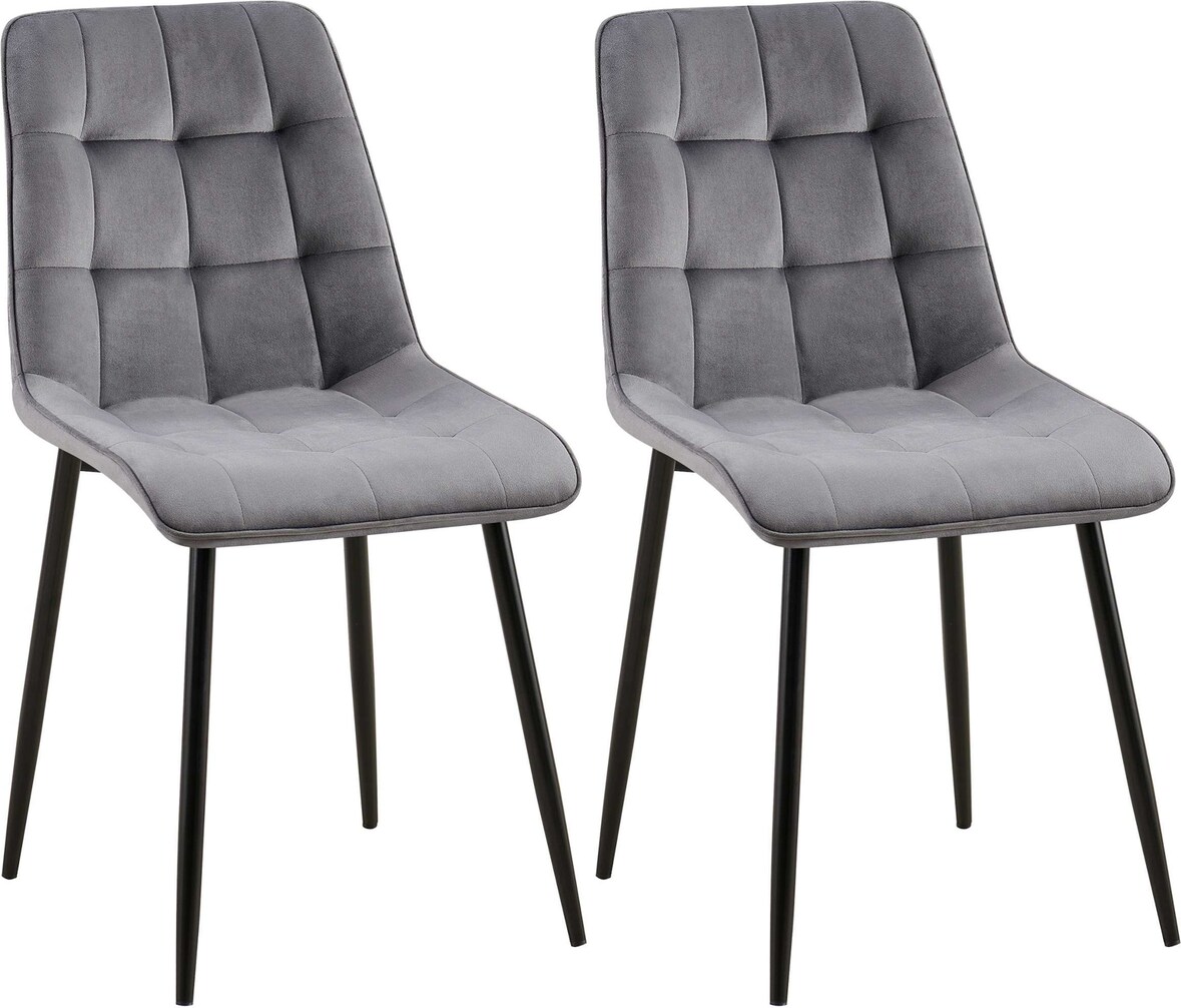 CHEFGASTRO 2er Set Esszimmerstuhl MADRID Samt HxBxT 89x47x61cm Dunkelgrau Küchenstuhl