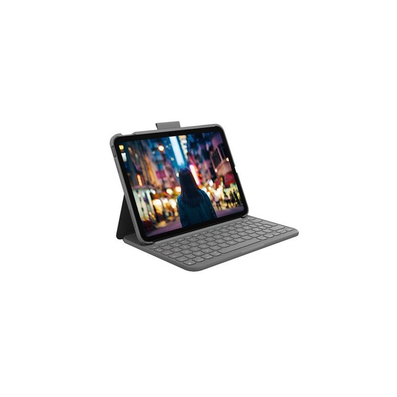 Etui Clavier Intégré Logitech Slim Folio Pour Ipad 10e Génération Gris Oxford