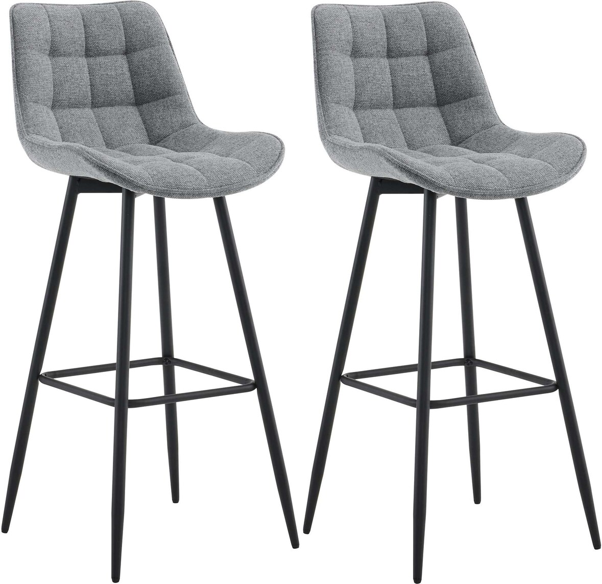 DELUKE® Barhocker 2er Set SYDNEY - Grau, Stoff | Barhocker mit Lehne Barstuhl Tresenhocker Tresenstuhl Kneipenhocker Kneipenstuhl