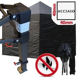 thumbnail of Gazebo 3x3m nero certificato IGNIFUGO pieghevole estensibile acciaio con laterali