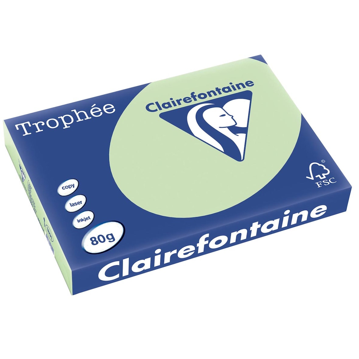 CLAIREFONTAINE Ramette de 500 feuilles papier couleur TROPHEE 80 grammes format A3 Vert golf 1891