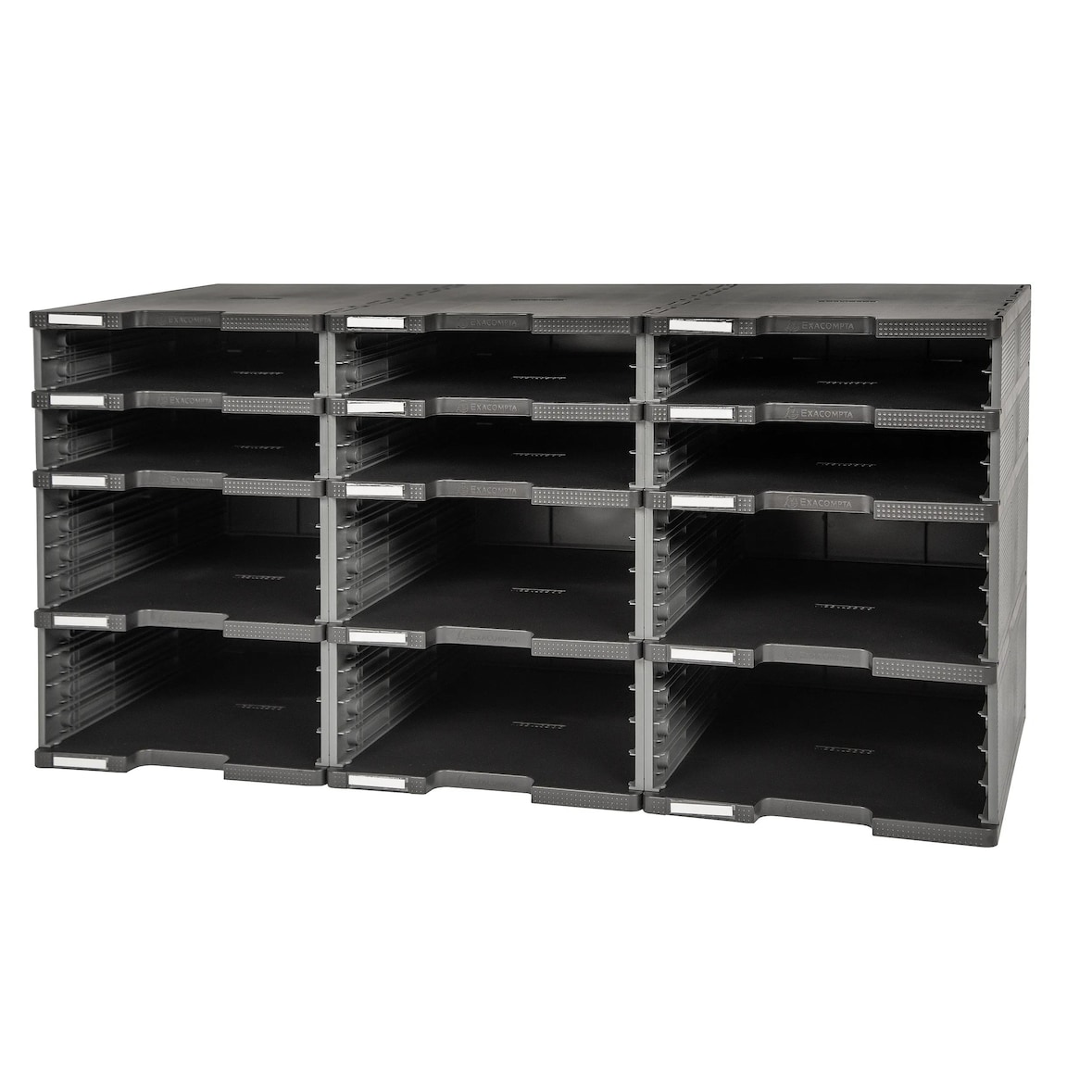 Exacompta 385714D 1x MODULODOC 12 leere Fächer (6 Normal + 6 Jumbo) ECOBlack - Dunkelgrau|
