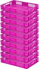 BRB 12x Stapelkörbe Set – 4 Höhen 90–320 Mm, Euro-Behälter 600x400 Mm, Blau, Für Lager & Co.