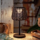 thumbnail of LED Garten Tischlampe Korboptik Rattanoptik dimmbar aufladbar Fernb.