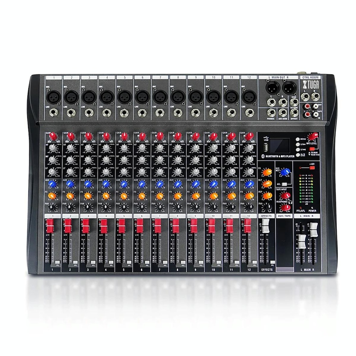 Table De Mixage Audio 12 Canaux Avec Alim 48V Bluetooth Et USB YONIS
