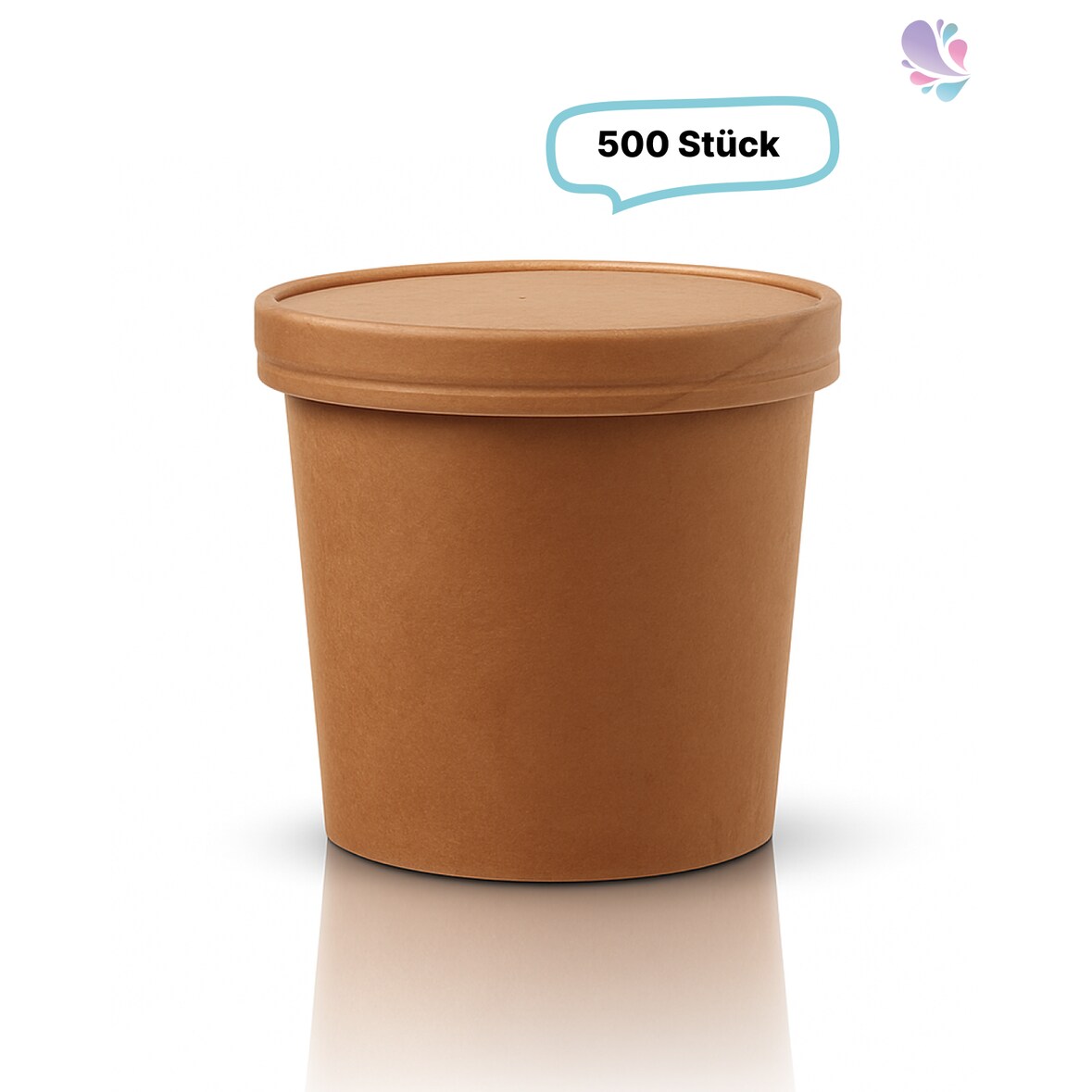 Soup Becher Suppenbehälter mit Membrandeckel 750 ml 26 oz 500 Stk, to go, take away, kompostierbar, natürliches Design