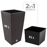 thumbnail of Blumenkübel Polyrattan Rattan 49l mit Innenkasten Wetterfest