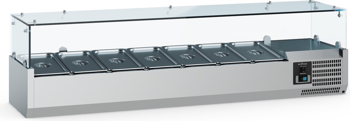 Gastro Aufsatzkühlvitrine Kühlvitrine Kühltheke 1800x335x435 mm 8x1/4GN