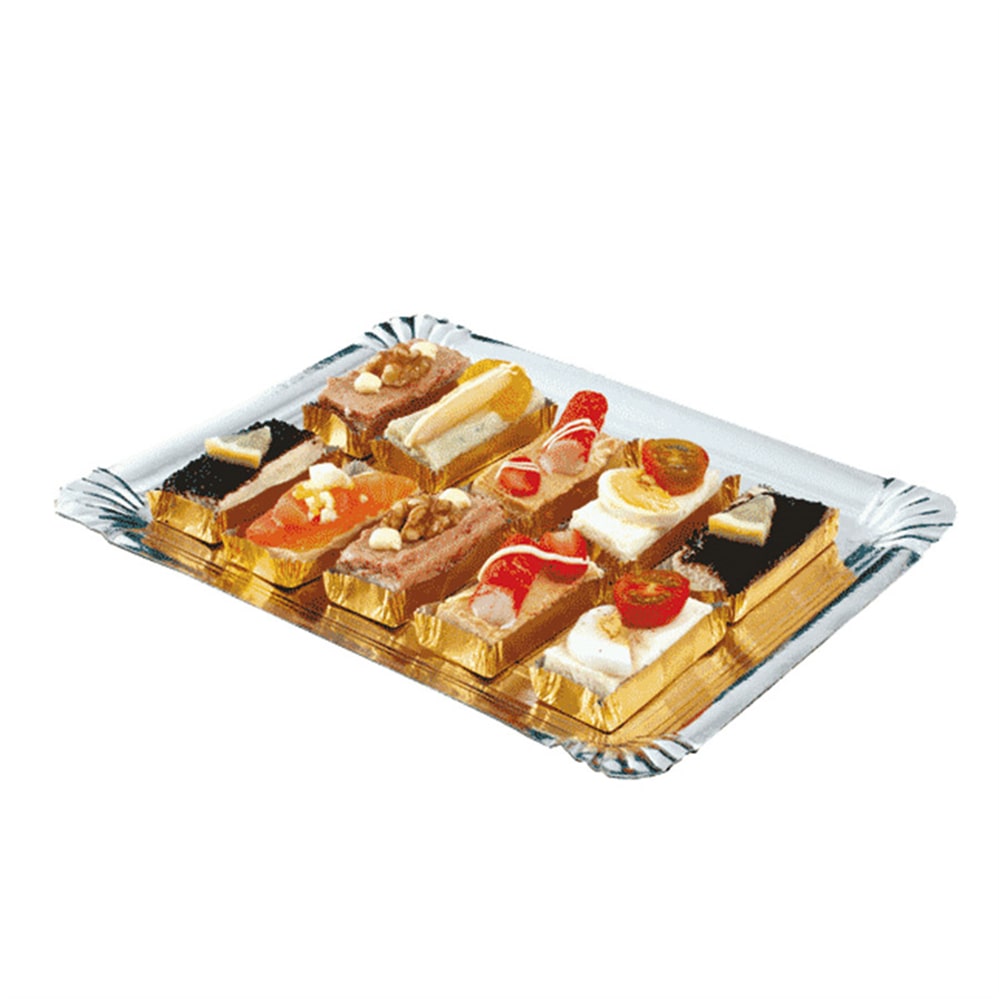 Bandejas Catering Doble Cara  1100 G/M2 32X42 Cm Plata/Oro Cartón (100 unidades)