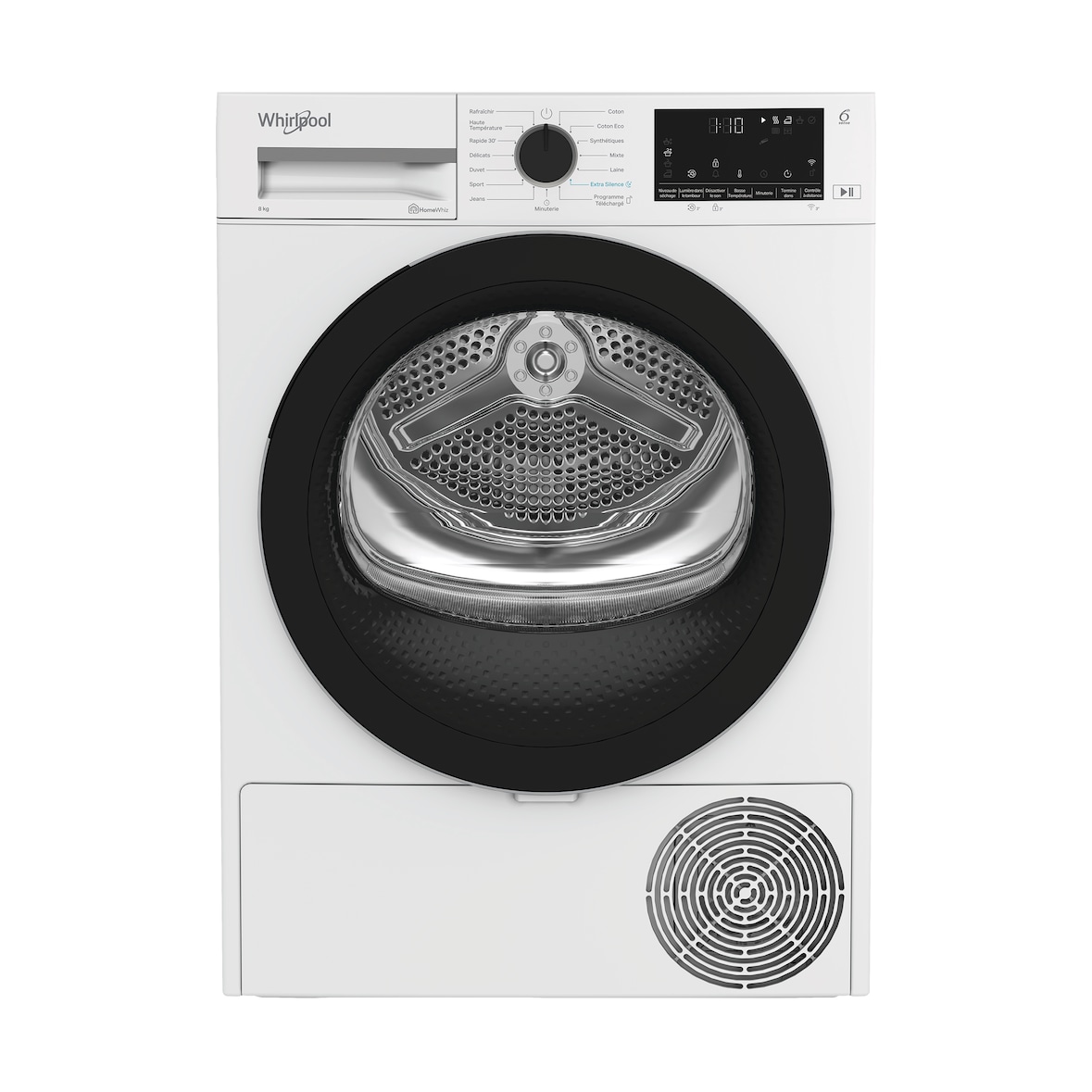 WHIRLPOOL Sèche-linge, CWD84MWBSFR,Pompe à chaleur, 8 KG, A+++/ C, Interface Big Digit (W7S), 6ème Sens