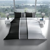 thumbnail of Bettwäsche 135x200 Grau Weiß Gestreift Mikrofaser Set