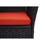thumbnail of Poly-Rattan Sitzbank mit Tisch HWC-E24, Gartenbank Sitzgruppe Gartensofa, 132cm ~ schwarz, Kissen terracotta
