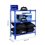 thumbnail of SimonRack Estanteria Metalica, 900x800x300 mm, 3 Alturas, Bandeja Metal, 180 kg de Punto Flexión, Estanterias Almacenaje, Azul/Galva - Simonclick