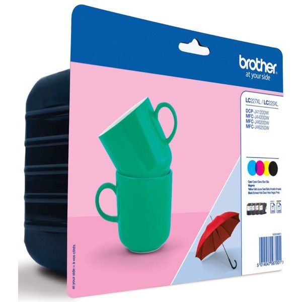 Tintenpatrone LC-227XL Value Pack für Brother-Drucker, CMYK, für ca. 1.200 Seiten DIN A4 je Tintenpatrone