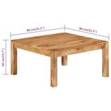 thumbnail of Table basse 80x80x40 cm Bois d'acacia massif Modèle Versailles Moderne