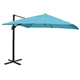 thumbnail of Zweefparasol HWC-A96, parasol 3x3m (Ø4.24m) polyester aluminium/staal 23kg ~ turquoise zonder voet