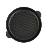 thumbnail of Ø28cm Grillpfanne aus Gusseisen Bräter mit Glasdeckel Schmortopf zwei Griffe Servierpfanne Grill