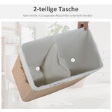 thumbnail of Wäschekorb Bambus Natur 52x32x63 cm 100 L mit Deckel und herausnehmbarem Segeltuch Sack, 2 Fächer Hell+Dunkel, belüftet