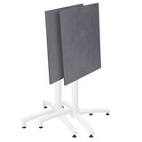 thumbnail of Set van terrastafel in leisteenlaminaat en 2 Pacific blauwe fauteuils