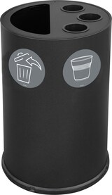 thumbnail of Stil Casa Getränkehalter, Ø 45 xh. 72 cm, lackierter Stahl, 2 Getränkehalterlöcher + 1 Fach, magnetische Piktogramme, 100 Liter, schwarz.