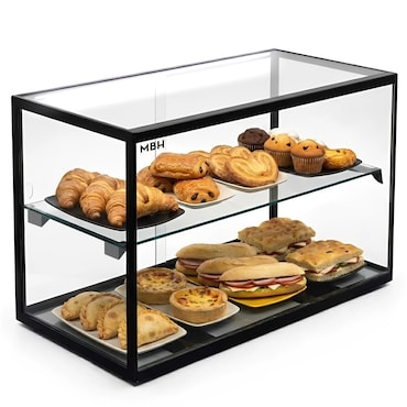 MBH - Vitrina expositora neutra de bancada profissional 55 cm. Expositor neutro com LED de balcão 1 andares para bar, restauração e hoteleria.
