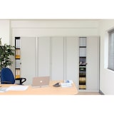 thumbnail of BISLEY Rollladenschrank in verkehrsweiß abschließbar Schrank aus Metall Rolladen aus Kunststoff inkl. 2 Einlegeböden