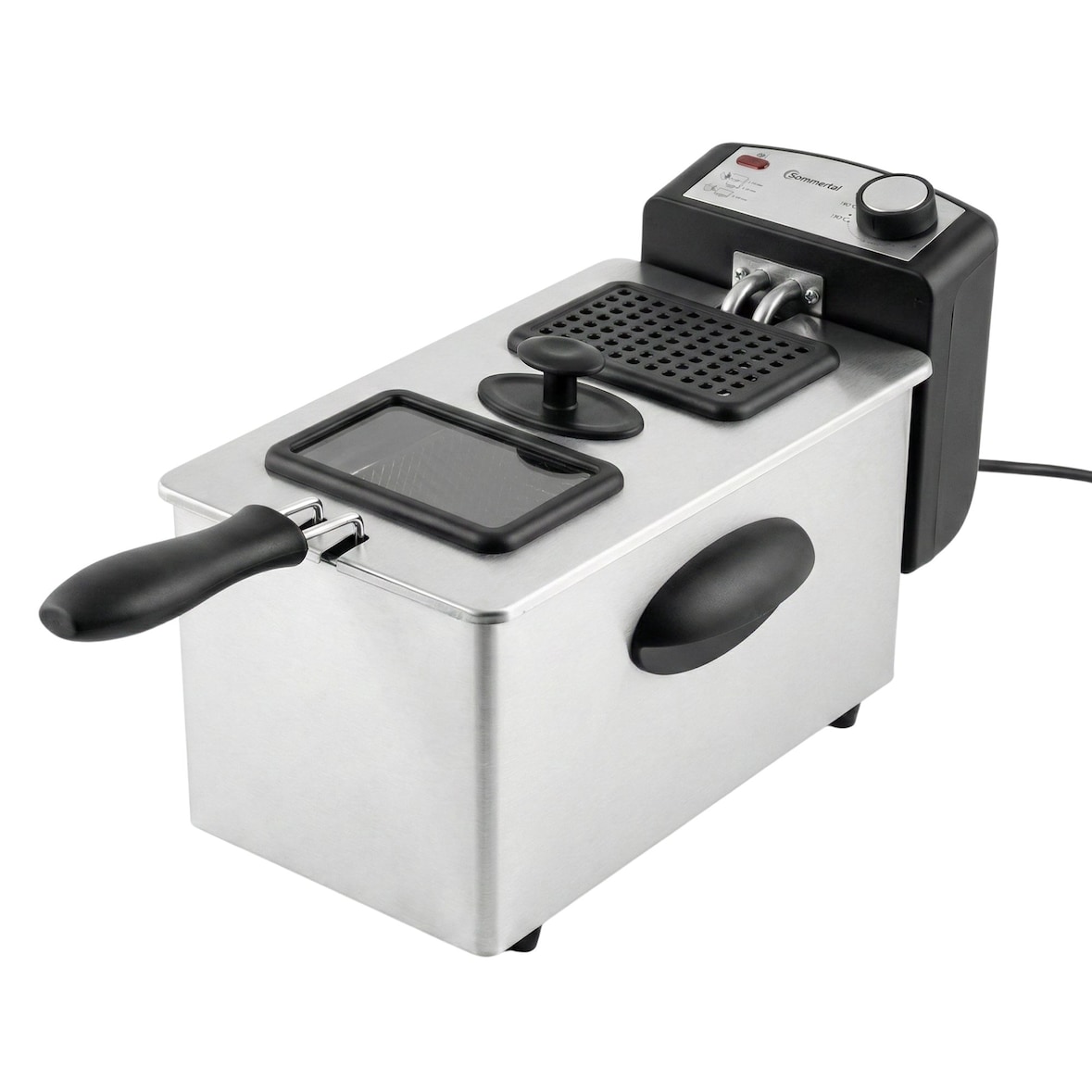 Sommertal Fritteuse 3L 2000W Edelstahl – Öl Fritteuse 130–200°C mit Sichtfenster | Deep Fryer für Haushalt & Pommes | EF2000