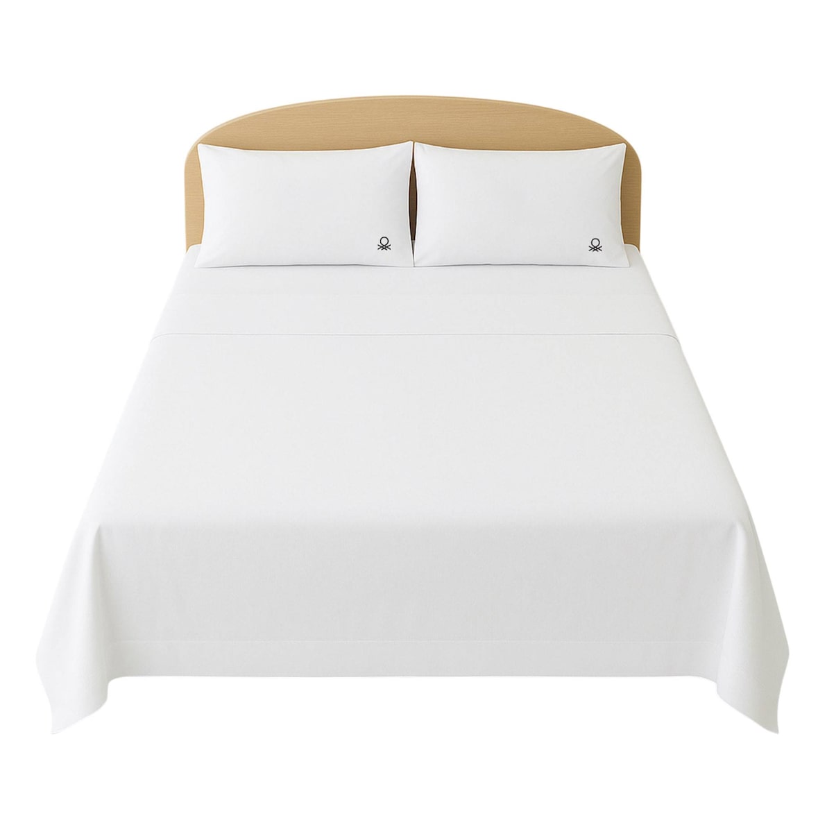 Benetton - Conjunto de cama king size de 4 peças: lençol plano (260x280cm), lençol justo (200x200cm), 2 fronhas (50x80cm) 100% algodão branco
