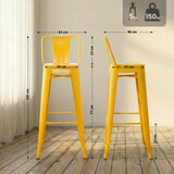 thumbnail of 4er Set Barhocker LEKEL - Metall Gelb 44x43x96 cm | Barstuhl Mit Lehne Tresenhocker Tresenstuhl Kneipenhocker Kneipenstuhl