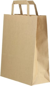 Una bolsa de papel marrón con asas.