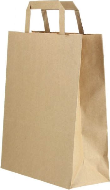 Una bolsa de papel marrón con asas.