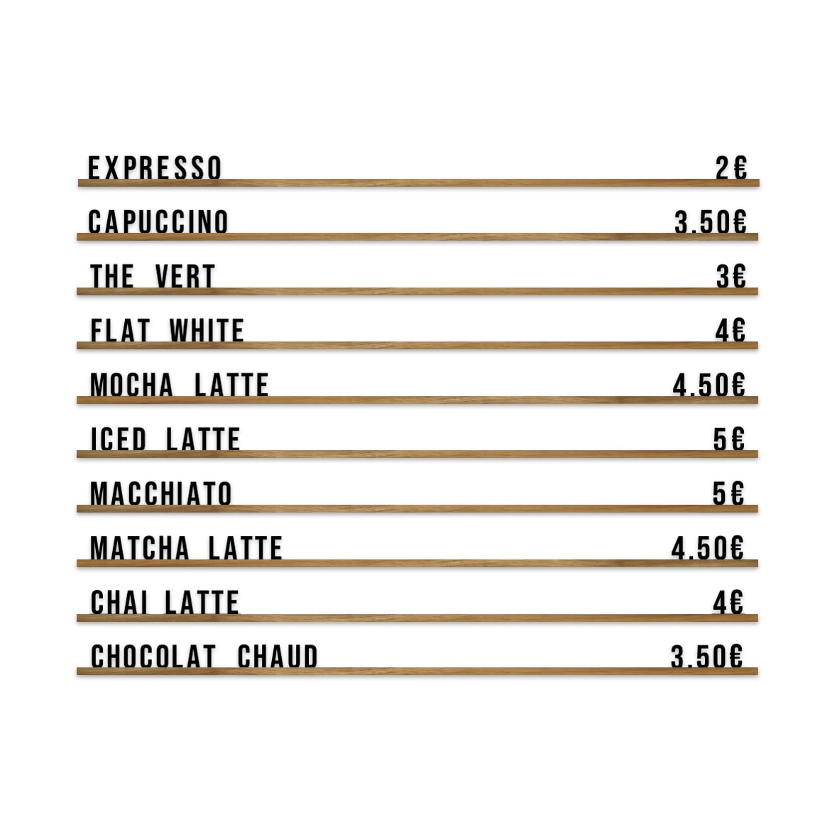 Hungry Club Letter Board « Le Minimaliste Bois » - Lettres noires - Rails bois - Big pack