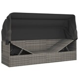 thumbnail of vidaXL Outdoor-Loungebett mit Dach und Kissen Grau Poly Rattan