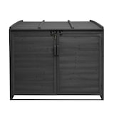 thumbnail of XL 2er-/4er-Mülltonnenverkleidung HWC-H75b, Mülltonnenbox, erweiterbar 138x138x105cm Holz MVG-zertifiziert ~ anthrazit