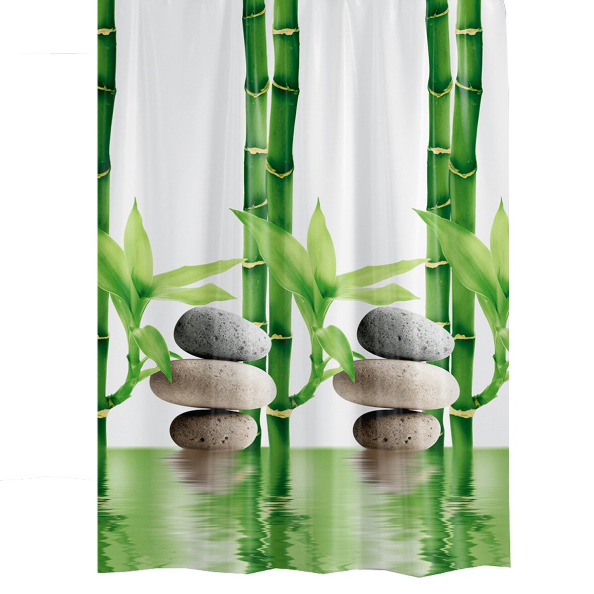 Textil Duschvorhang Bambus mit Stein 180 x 200 cm ink.12 Ringe