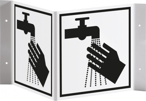 Schild I Tür-Nasenschild Piktogramm Hände waschen, Kunststoff, 150x150mm
