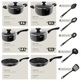 thumbnail of Juego de cocina para 6 personas con vajilla, ollas, etc., set de 45 piezas, negro