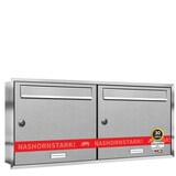 thumbnail of AL Briefkastensysteme 2 Fächer Premium Edelstahl Unterputz Briefkasten Anlage für Post A4, modern, robust, wetterfest, Artikelnummer: 331T2U2