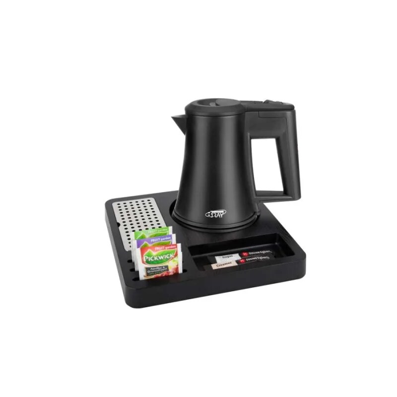 Willkommenstablett SQUARE Schwarz mit Wasserkocher STAR 0,5 L Schwarz