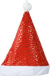 thumbnail of 1 Weihnachtsmütze mit Sternenmuster 30x42cm Nikolausmütze Erwachsene Weihnachtsmannmütze Kopfbedeckung Nikolauskostüm
