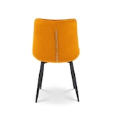 thumbnail of Chaise de salle à manger en velours jaune moutarde – Assise rembourrée confortable – Pieds en métal noir