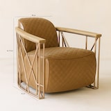 thumbnail of Now's Home - Fauteuil cuir noisette matelassé et structure inox cuivré