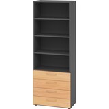 thumbnail of bümö smart Schubladenschrank, Büroschrank 80cm breit in Graphit/Buche mit 4 Schüben & 4 Regalfächern - Bürocontainer aus Holz, Container mit