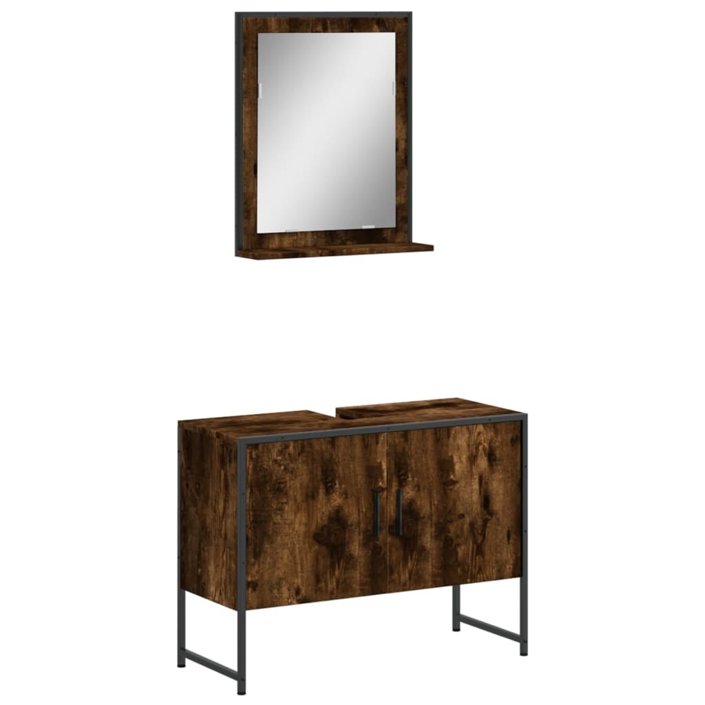 vidaXL 2-tlg. Badmöbel-Set Räuchereiche Holzwerkstoff 33x80x60cm