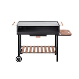 thumbnail of Tarrington House Grelhador a carvão Bratislava, aço/cmadeira de pinho, 143 x 68 x 90 cm, 2 rodas, prateleira lateral, grelhas reguláveis, preto